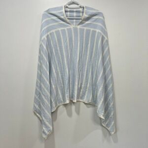 J Mclaughlin Betsy Stripe Poncho‎ ONE SIZE NWT $188 Shaw Hood Loose Blue White